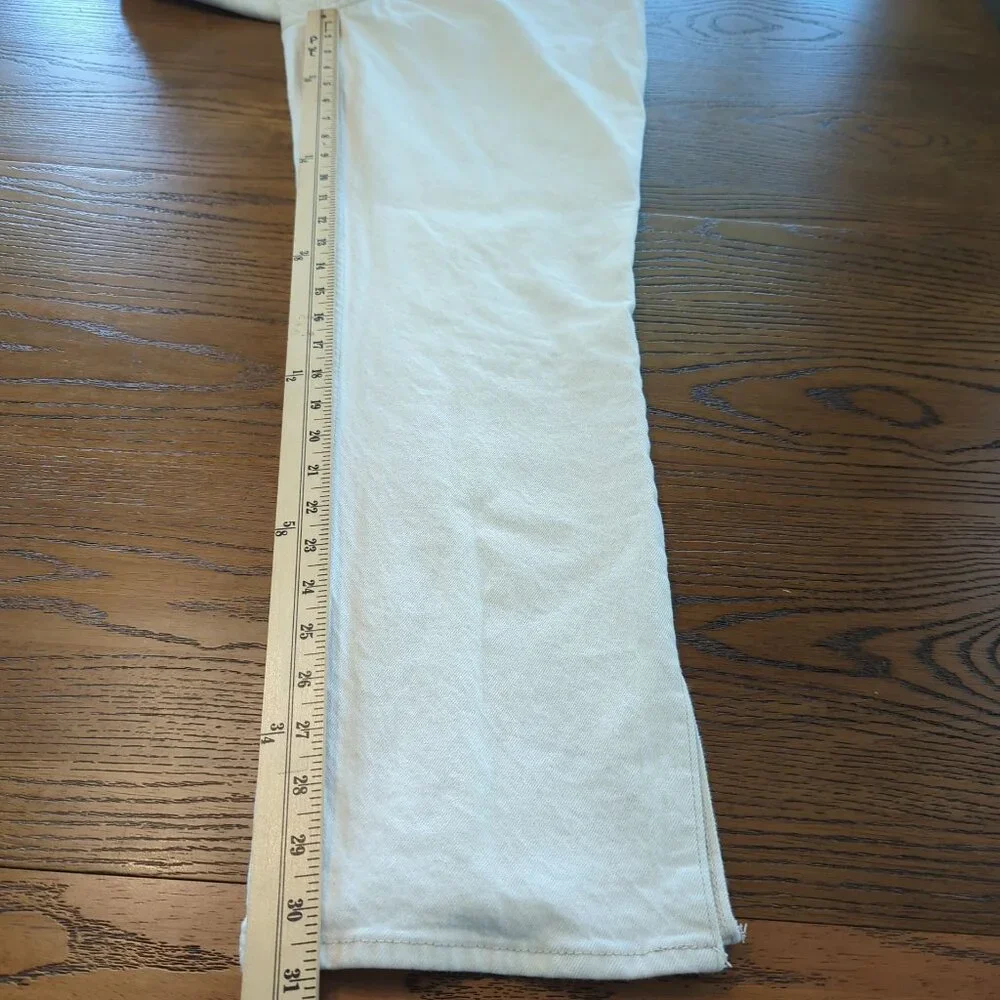 Abercrombie & Fitch Women's White Jeans Sz 14 The Straight Curve Love Slit Hem